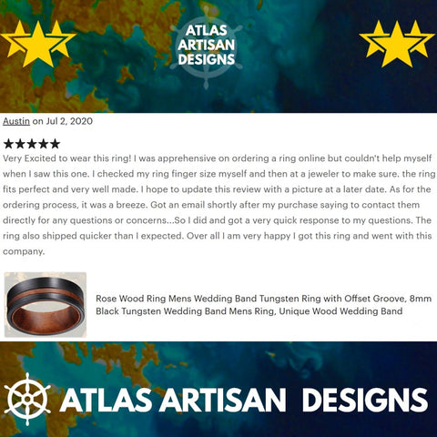 Image of 8mm Blue Tungsten Wedding Band Meteorite Mens Tungsten Ring