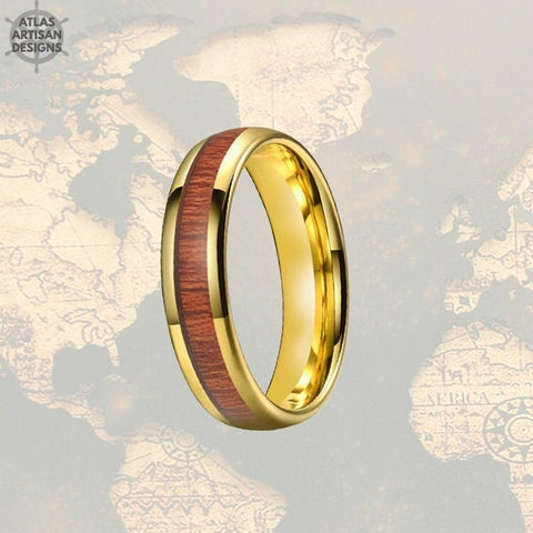 Image of 6mm 14K Gold Whiskey Barrel Ring Tungsten Wedding Band Womens Ring
