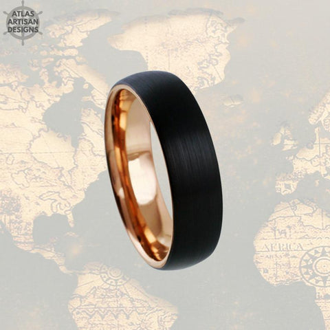 Image of 18K Rose Gold Wedding Bands Womens Ring Thin Rose Gold Ring Mens Wedding Band