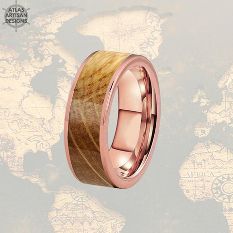Image of Whiskey Barrel Ring Mens Wedding Band Rose Gold Ring - Atlas Artisan Designs