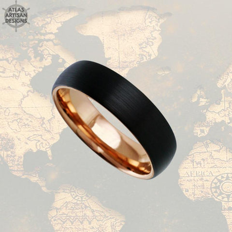 Image of 18K Rose Gold Wedding Bands Womens Ring Thin Rose Gold Ring Mens Wedding Band