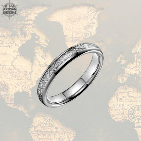 Image of 4mm Thin Meteorite Ring Mens Wedding Band Tungsten Ring, Meteorite Dainty Ring, Meteorite Wedding Bands Women & Mens Ring, Meteorite Rings - Atlas Artisan Designs