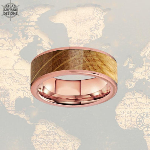 Image of Whiskey Barrel Ring Mens Wedding Band Rose Gold Ring - Atlas Artisan Designs