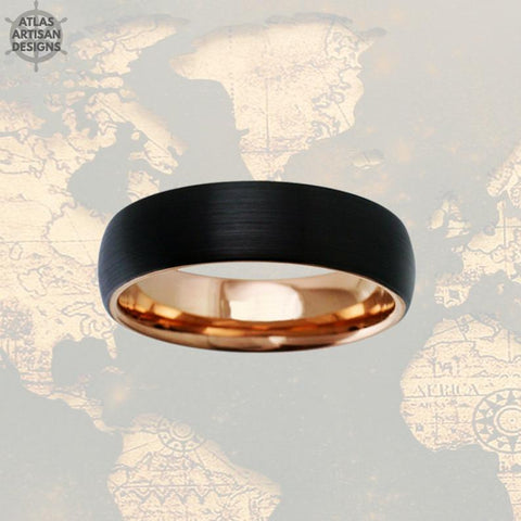 Image of 18K Rose Gold Wedding Bands Womens Ring Thin Rose Gold Ring Mens Wedding Band