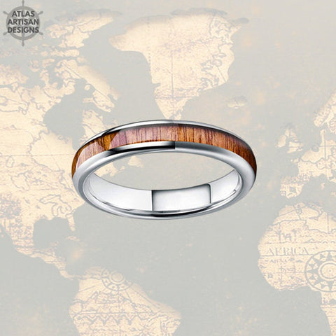 Image of 4mm Whiskey Barrel Ring Wood Wedding Bands Womens Ring