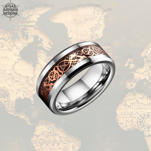 Image of Celtic Knot Ring Viking Wedding Ring Rose Gold & Silver Ring