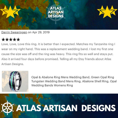 Image of Turquoise Ring Mens Wedding Band Tungsten Ring Rose Gold Wedding Band - Atlas Artisan Designs