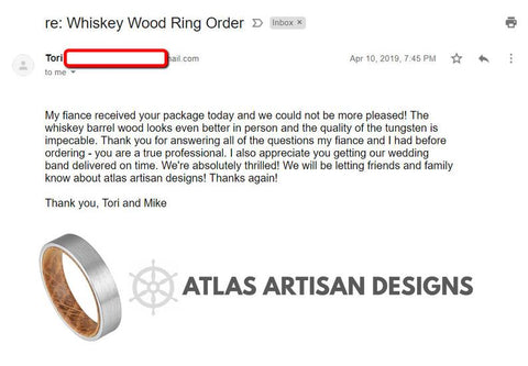 Image of Black Whiskey Barrel Ring 8mm Pipe Cut Mens Wedding Band Wood Ring, Bourbon Barrel Wedding Band Mens Ring, Whiskey Barrel Wood Inlay Ring - Atlas Artisan Designs