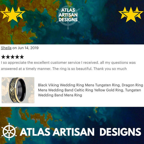 Image of Viking Wedding Band Tungsten Ring, Black Carbon Fiber Ring, Dragon Ring Mens Wedding Band Celtic Ring Tungsten Wedding Band Mens Viking Ring - Atlas Artisan Designs