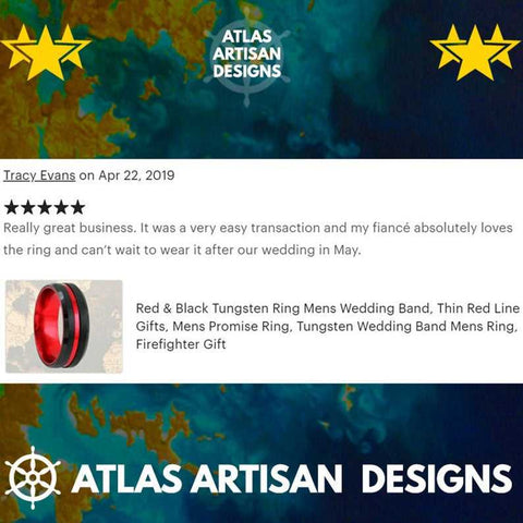 18K Rose Gold Meteorite Ring Mens Wedding Band Tungsten Ring, 8mm Rose Gold Ring Meteorite Wedding Ring for Men - Atlas Artisan Designs