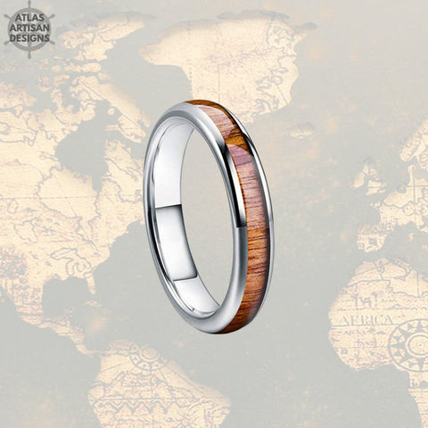 Image of 4mm Whiskey Barrel Ring Wood Wedding Bands Womens Ring