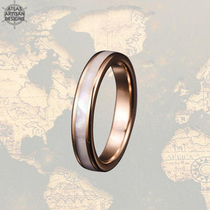 Thin Rose Gold Ring Womens Wedding Band Tungsten Ring