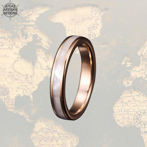 Image of Thin Rose Gold Ring Womens Wedding Band Tungsten Ring
