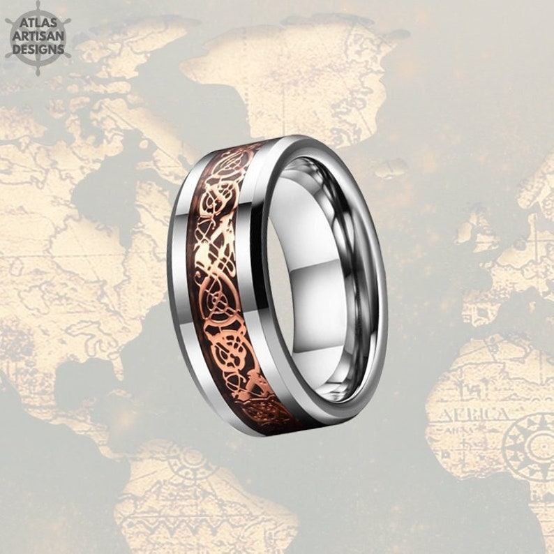 Celtic Knot Ring Viking Wedding Ring Rose Gold & Silver Ring