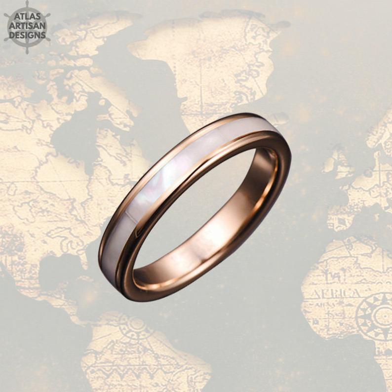 Thin Rose Gold Ring Womens Wedding Band Tungsten Ring