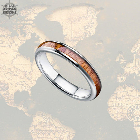 Image of 4mm Whiskey Barrel Ring Wood Wedding Bands Womens Ring