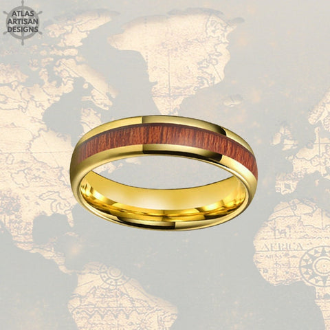 Image of 6mm 14K Gold Whiskey Barrel Ring Tungsten Wedding Band Womens Ring