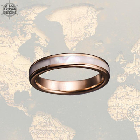 Image of Thin Rose Gold Ring Womens Wedding Band Tungsten Ring