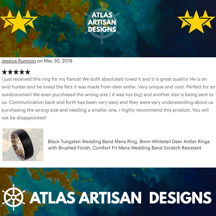 Black Abalone Ring Mens Wedding Band  - 4mm Tungsten Ring - Atlas Artisan Designs