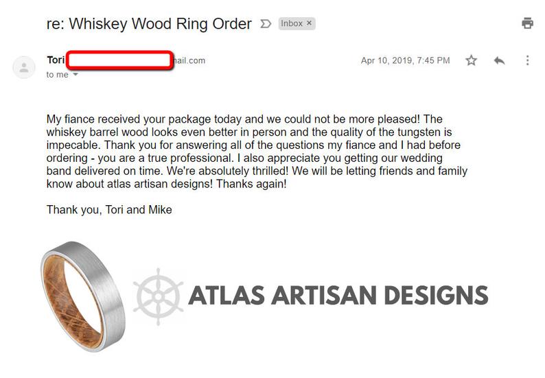 Mens Whiskey Barrel Ring, 8mm Mens Wedding Band Wood Ring, Black Tungsten Wedding Band Mens Ring, Whiskey Barrel Wood Inlay Ring Wooden Ring - Atlas Artisan Designs