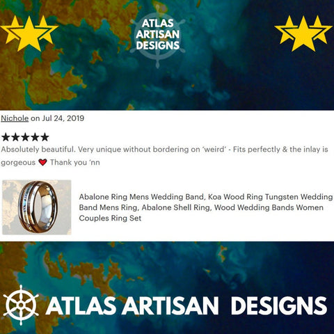 Image of Rose Wood Ring Mens Wedding Band Tungsten Ring with Offset Groove, 8mm Black Tungsten Wedding Band Mens Ring, Unique Wood Wedding Band - Atlas Artisan Designs