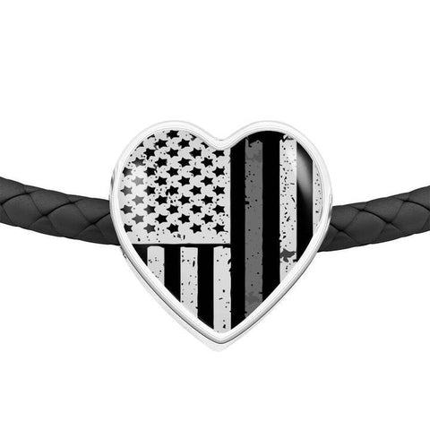Image of Thin Silver Line Gifts - Gift for Corrections Officer Wife - Leather Thin Silver Line Bracelet - Gift for Corrections Officer - Prison Guard - Atlas Artisan Designs