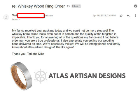 Image of Meteorite Ring with Koa Wood Inlay, Wood Wedding Band, 5th Anniversary Ring Unique Mens Ring, Koa Wood Ring, Tungsten Wedding Band Mens Ring - Atlas Artisan Designs